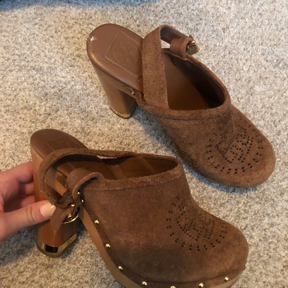 Tory Burch brown suede heels size 7
